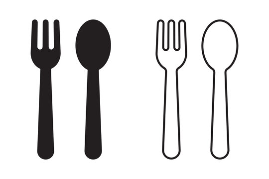 spoon and fork icon set vector. spoon, fork and knife icon vector. restaurant sign and symbol