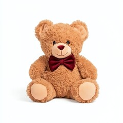 Obraz premium A cute, plush teddy bear with a red bow tie, designed to bring comfort and joy, perfect for gifts, decor, or companionship.