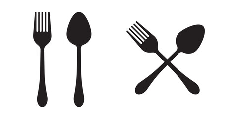 Food icon. Fork knife spoon sign set. Plate symbol. Breakfast lunch dinner icon. Menu sign. Cafe icon set.