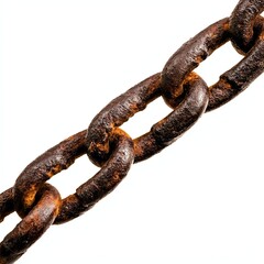 Fototapeta premium A close-up of a rusty metal chain, showcasing its weathered texture and links, highlighting the effects of time and exposure.