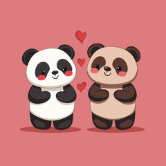 Fototapeta premium A panda drawn on paper with a pink background