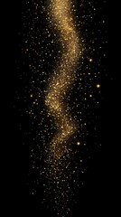 Golden Glitter Falling Down Black Background