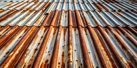 Rustic Corrugated Metal Roofing Texture  Aged, Weathered, and Patina-Covered Surface