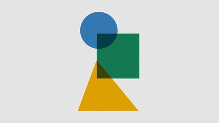 Flat Style Illustration of Abstract Shapes with Blue Circle, Green Square, and Yellow Triangle in a Minimalist Design