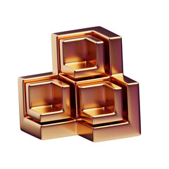 3D Chromatic Abstract Golden Framed Hexes
