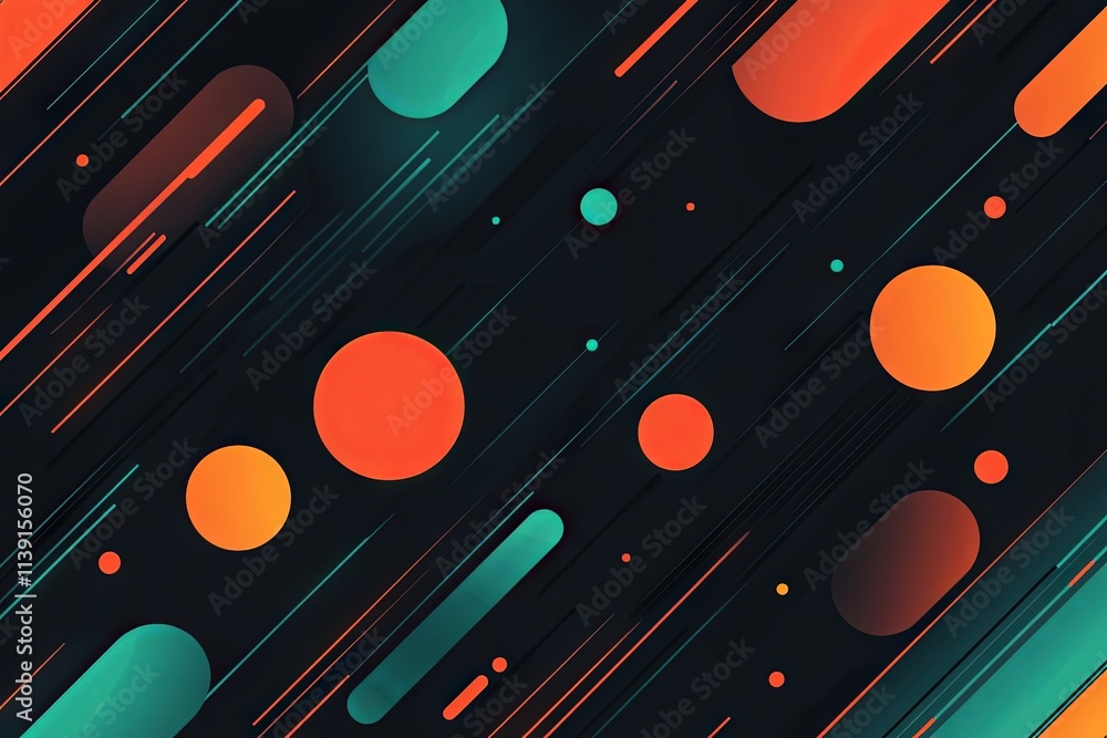 Aufkleber abstract geometric composition with diagonal lines and colorful circles