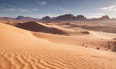 Fototapeta na wymiar Desert landscape with sandy dunes and rocky outcrops, sandy terrain, arid land
