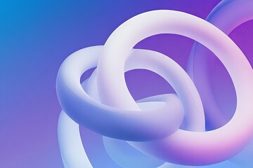 Abstract Purple and Blue 3D Render of Intertwined Rings