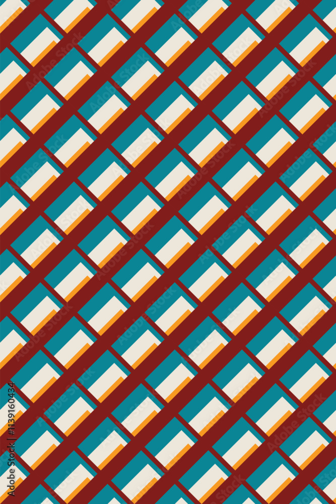 Poster abstract geometric pattern background, square pattern background, abstract seamless with retro color
