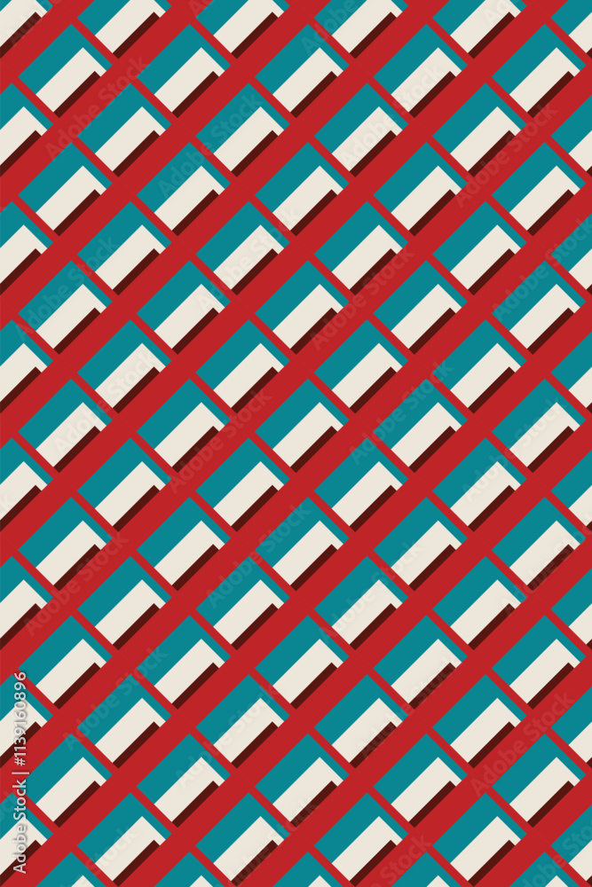 Poster abstract geometric pattern background, square pattern background, abstract seamless with retro color