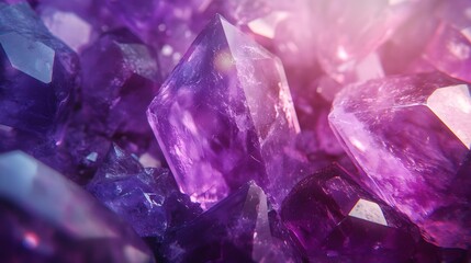 Fototapeta premium Vibrant Purple Amethyst Crystal Cluster Close Up