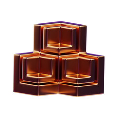 3D Chromatic Abstract Golden Framed Hexes