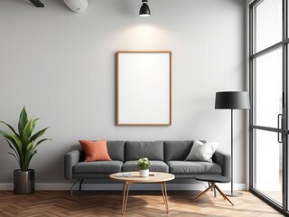 Fototapeta premium A mockup of modern office wall art being presented in a stylish workspace setting, wall art, professional