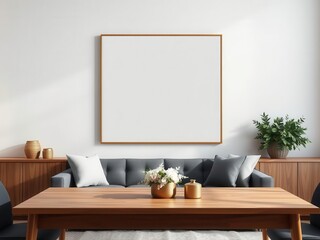 Modern office wall art mockup featuring a canvas with a clean design, canvas, empty