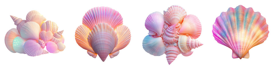 Fototapeta premium Vibrant and Iridescent Seashell Collection with Intricate Spiral Patterns