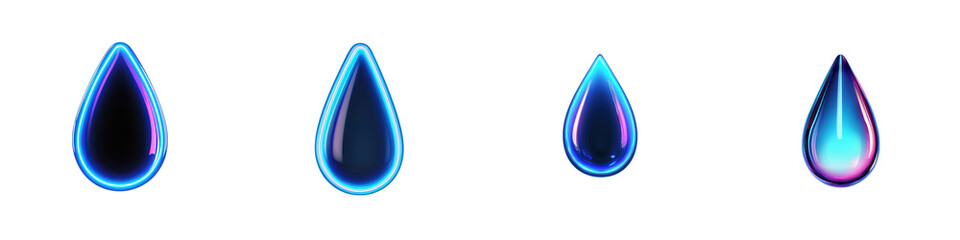 Fototapeta premium Mesmerizing Teardrop Shaped Liquid Drops with Stunning Reflections and Vibrant Blue Hues