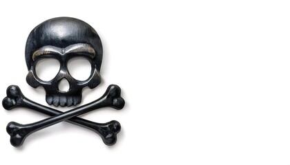 Jolly Roger Pirate - Skull and Crossbones Design - Perfect for Pirate Enthusiasts. Black Sam Bellamy and Edward England design isolated on white background with copy space