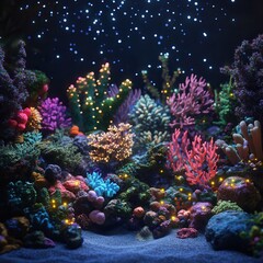 Obraz premium Vibrant underwater coral reef scene.