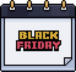 Pixel art of calendar written Black Friday in 8-bit style