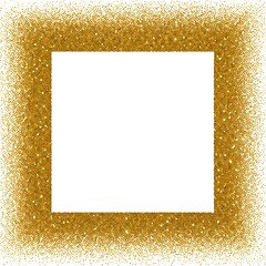 A square frame made of gold glitter on a white background, ideal for highlighting content inside.