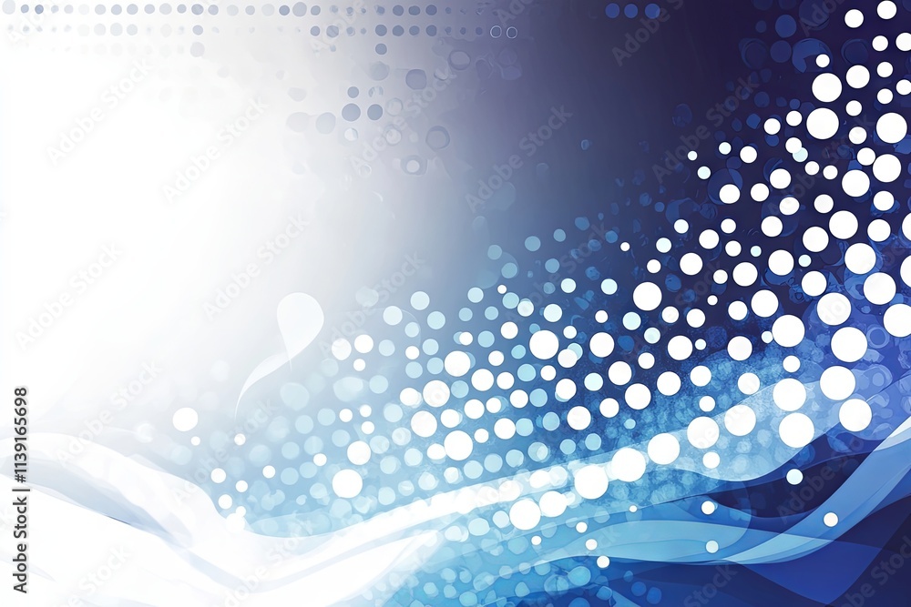 Poster abstract blue and white circular design with wave patterns