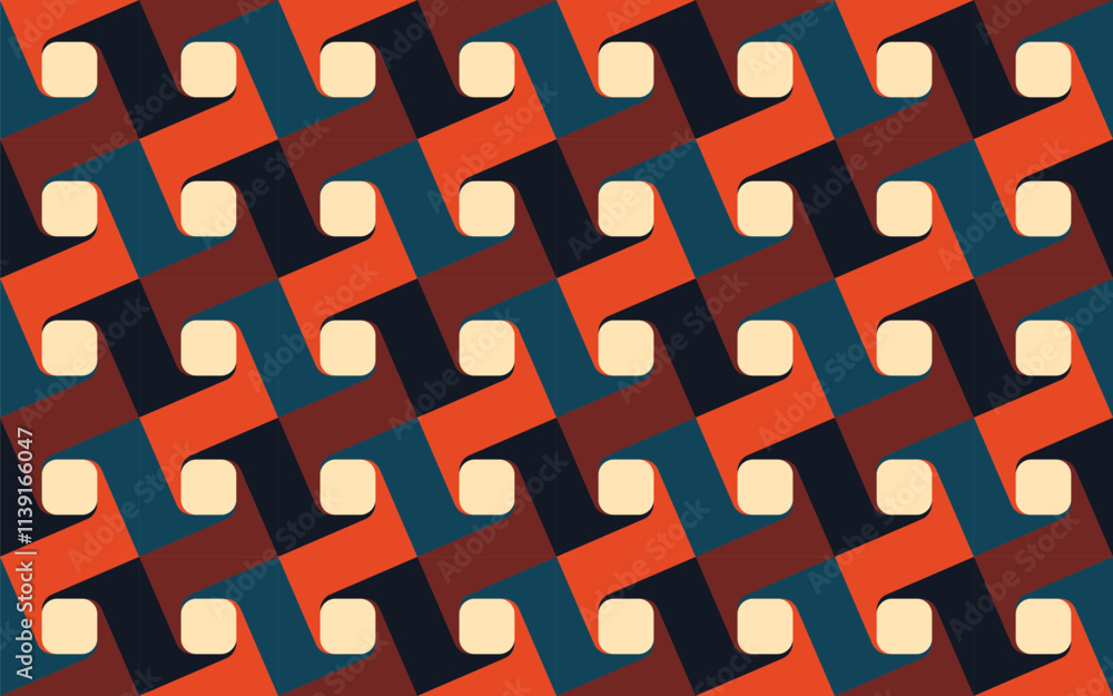 Poster abstract geometric pattern background, square pattern background, abstract seamless with retro color