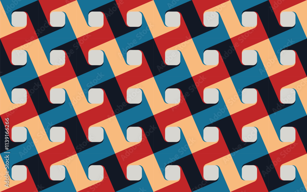 Poster abstract geometric pattern background, square pattern background, abstract seamless with retro color