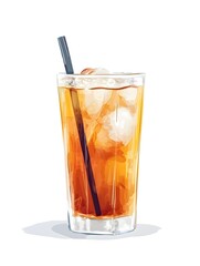 Iced Tea in a Glass with a Straw