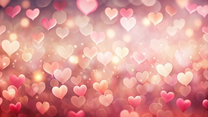 Romantic Pink and Peach Heart Bokeh Background for Love and Affection