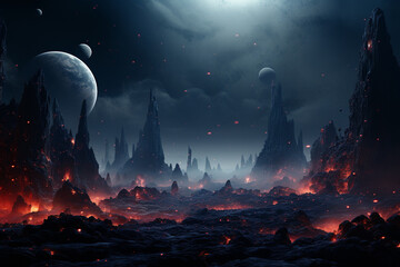 fantasy landscape with space