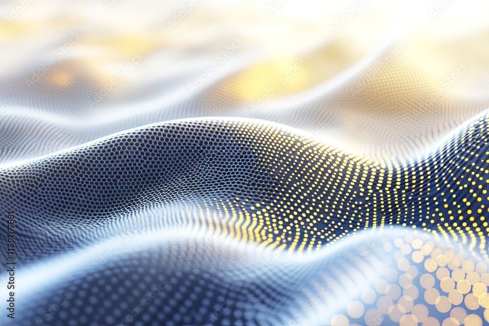 Poster abstract digital wave background: glowing dots and dynamic flow