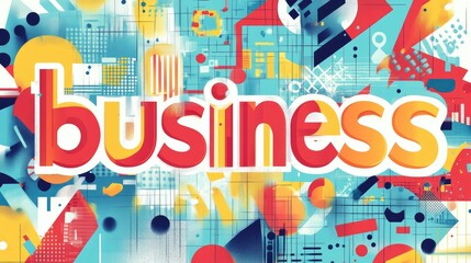 Colorful Abstract Business Art with Geometric Shapes and Modern Typography