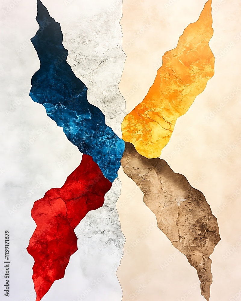 Aufkleber opposition in abstract art, fragmented abstract art with intersecting color planes