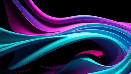 Abstract Swirling Neon Blue and Pink Waves