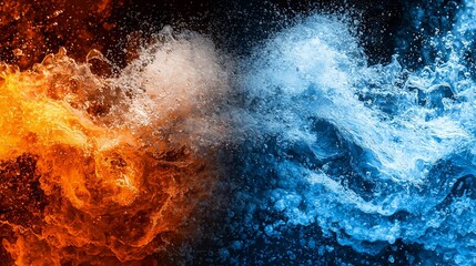 Naklejka premium Fiery orange and icy blue clashing elements.