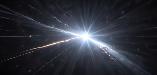 Obraz premium Dazzling white rays illuminating the darkness of space, sparkling beam, ethereal glow