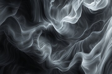 Fototapeta premium Fluid and dynamic dark gray abstract background showcases swirling patterns, enhancing a feeling of depth and texture