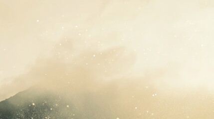 Fototapeta premium Gentle floating particles in a soft misty atmosphere, gradient background of cream and pale yellow tones, subtle glowing specks creating a clean and elegant bokeh effect