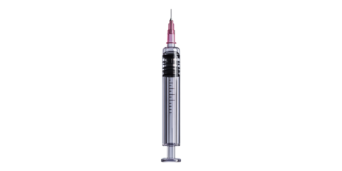 Medical syringe with needle isolated on transparent background
