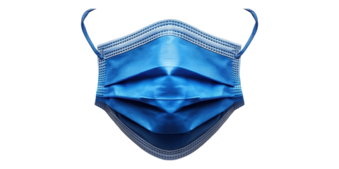 Blue surgical face mask isolated on transparent background
