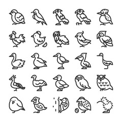 いろいろな種類の鳥 アイコン セット