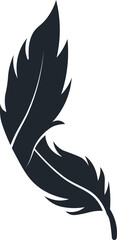 Black Feather Silhouette on White Background. Vector Illustration