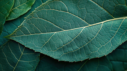 Obraz premium Dark green leaf texture, Natural green leaves using as nature background wallpaper