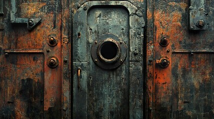 Rusty Metal Door: Grunge Industrial Background Texture