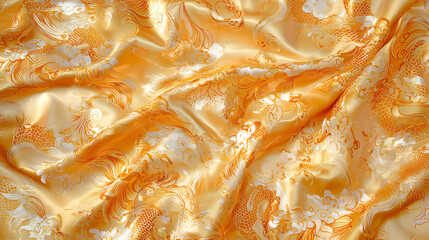 Elegant silk fabric with floral patterns textile showcase indoor setting close-up view luxury concept