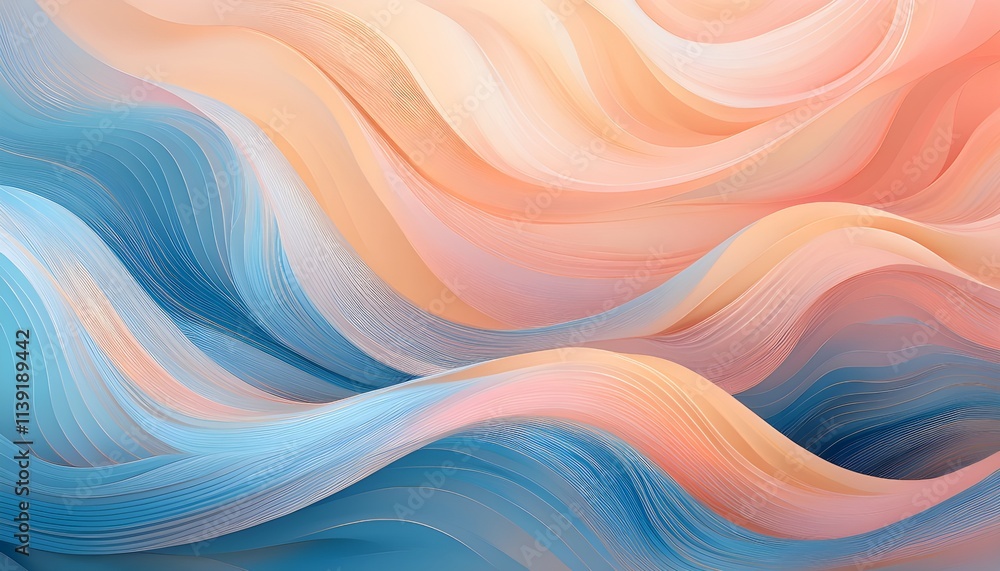 Aufkleber An background abstract gradient with pastel tones of blue and peach, featuring subtle waves