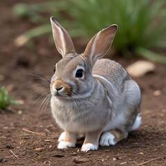 Fototapeta premium white rabbit on the grass