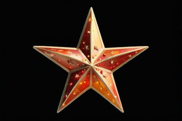 Obraz premium Colorful 3D Star on Black Background with Symmetrical Design