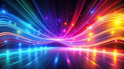 Obraz premium Abstract Neon Lights Background, AI Generated, Vibrant Colors, Futuristic Glow, Digital Art, Colorful Patterns, Eye-catching Design, Bright Light Effects, Abstract Art, Creative Background