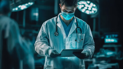 Doctor Utilizing Advanced Digital Tablet Technology in Modern Healthcare